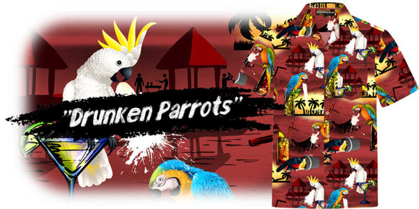 hawaiihemd herren rot gelb papageien hawaii hemd