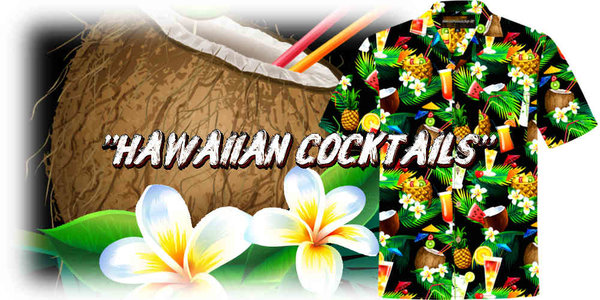 hawaiihemd herren baumwolle cocktails schwarz