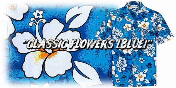 hawaiihemd herren blüten blau weiss hawaii hemd