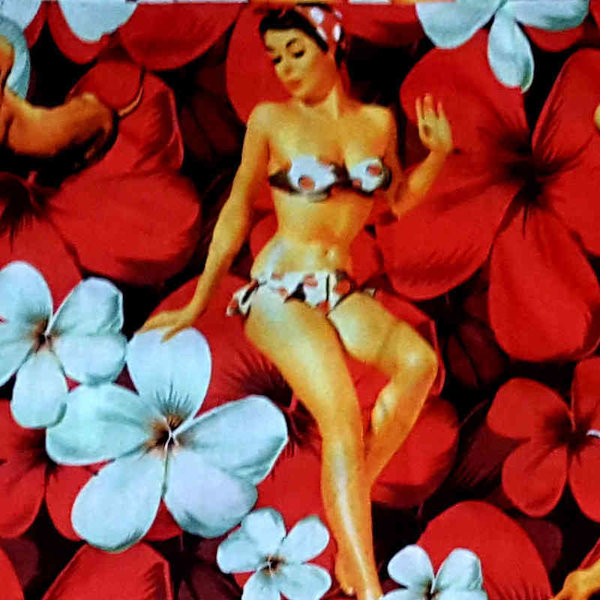 Hawaiihemd "Flower Girls (red)" - Größe S - 6XL