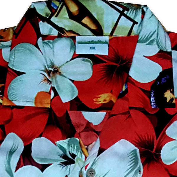 Hawaiihemd "Flower Girls (red)" - Größe S - 6XL