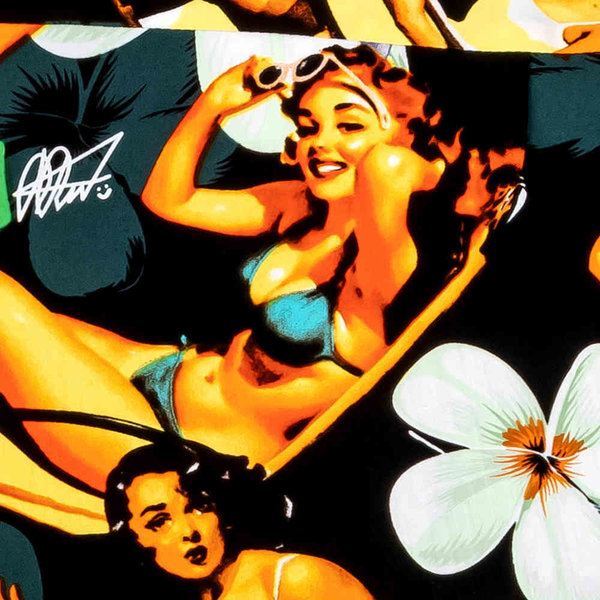 Hawaiihemd "Flower Girls (black)" - Größe S - 8XL