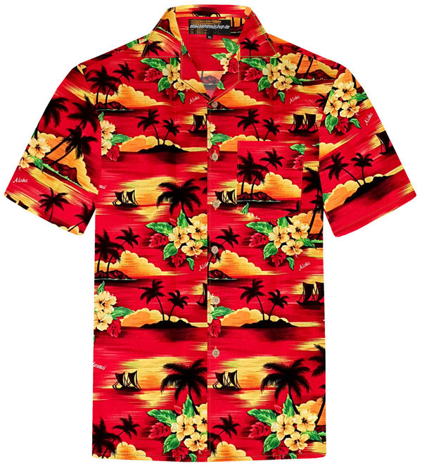 Hawaiihemd "Summer Beach (red)" - Größe M - 4XL