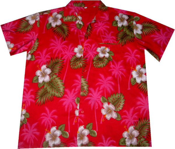 "Flowers of Hawaii (red)" - Größe M - 2XL