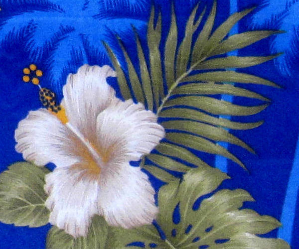 "Flowers of Hawaii (blue)" - Größe 2XL