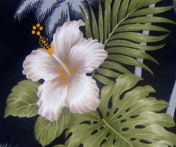 "Flowers of Hawaii (black)" - Größe M