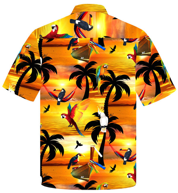 Hawaiihemd "Sunshine Parrots" - Größe S - 8XL