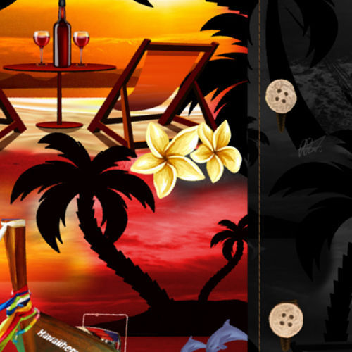 Hawaiihemd "Paradise Night" - Größe S - 8XL