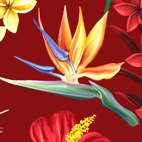 Hawaiihemd "Flowerful Summer (red)" - Größe S - 8XL