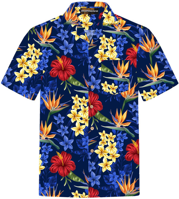 Hawaiihemd "Flowerful Summer (blue)" - Größe S - 8XL