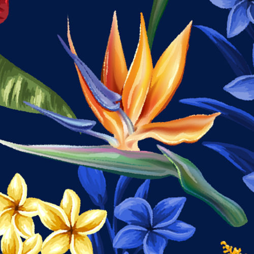 Hawaiihemd "Flowerful Summer (blue)" - Größe 2XL - 8XL
